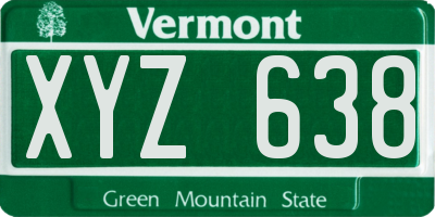 VT license plate XYZ638
