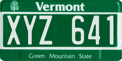 VT license plate XYZ641