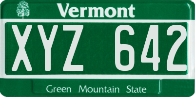 VT license plate XYZ642