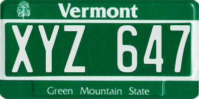 VT license plate XYZ647