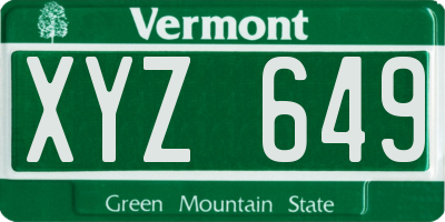 VT license plate XYZ649