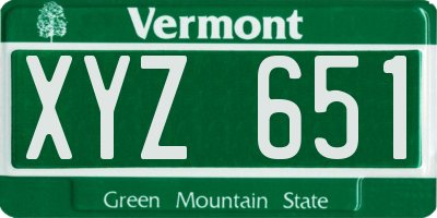 VT license plate XYZ651