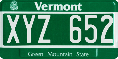 VT license plate XYZ652