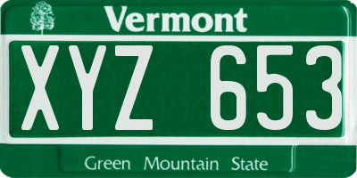 VT license plate XYZ653