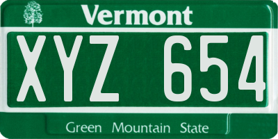 VT license plate XYZ654