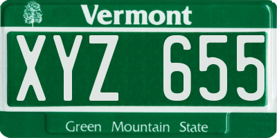 VT license plate XYZ655