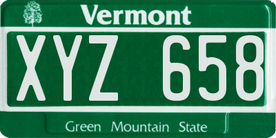 VT license plate XYZ658