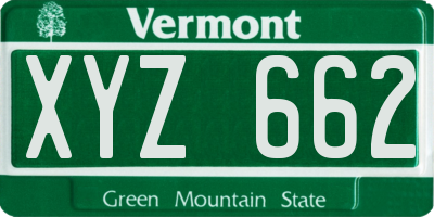VT license plate XYZ662