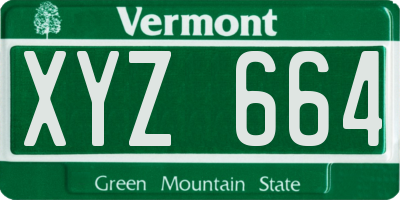 VT license plate XYZ664