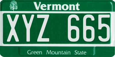VT license plate XYZ665