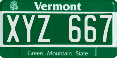 VT license plate XYZ667