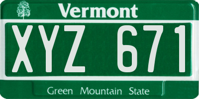 VT license plate XYZ671