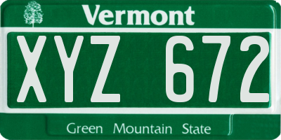 VT license plate XYZ672