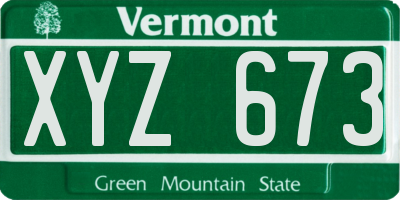 VT license plate XYZ673
