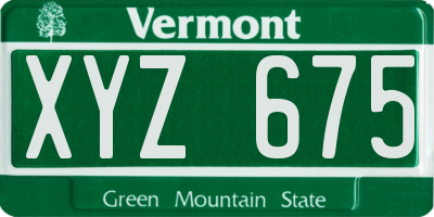 VT license plate XYZ675