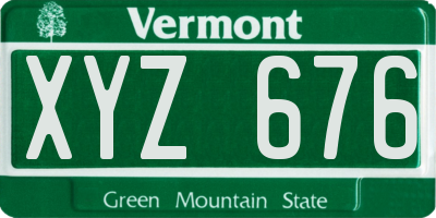VT license plate XYZ676