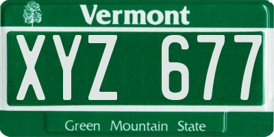 VT license plate XYZ677