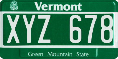 VT license plate XYZ678