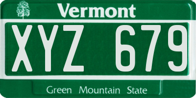 VT license plate XYZ679