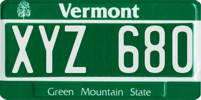 VT license plate XYZ680