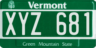 VT license plate XYZ681