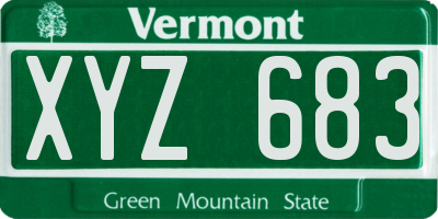 VT license plate XYZ683