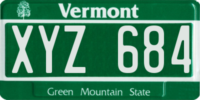 VT license plate XYZ684