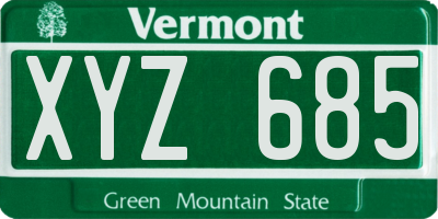 VT license plate XYZ685