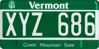 VT license plate XYZ686