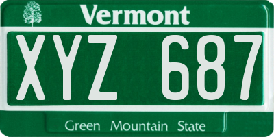 VT license plate XYZ687