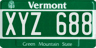 VT license plate XYZ688