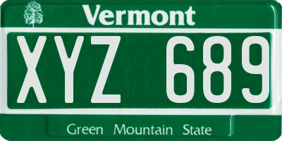 VT license plate XYZ689