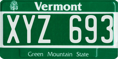 VT license plate XYZ693