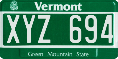VT license plate XYZ694