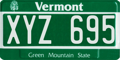 VT license plate XYZ695