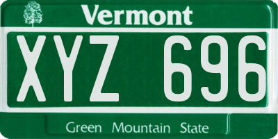 VT license plate XYZ696