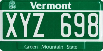 VT license plate XYZ698
