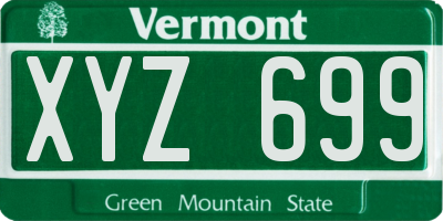 VT license plate XYZ699