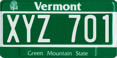 VT license plate XYZ701