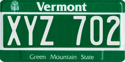VT license plate XYZ702