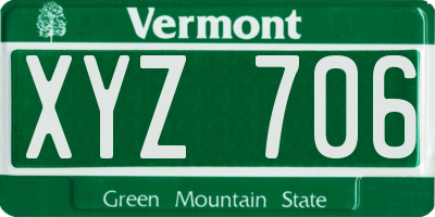 VT license plate XYZ706