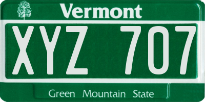 VT license plate XYZ707