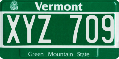 VT license plate XYZ709