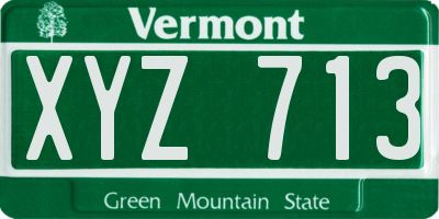 VT license plate XYZ713