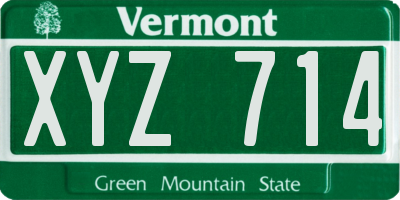 VT license plate XYZ714