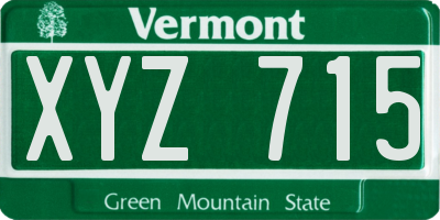 VT license plate XYZ715