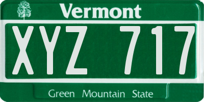 VT license plate XYZ717