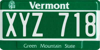 VT license plate XYZ718