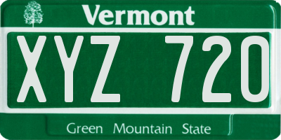 VT license plate XYZ720