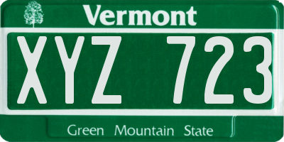VT license plate XYZ723